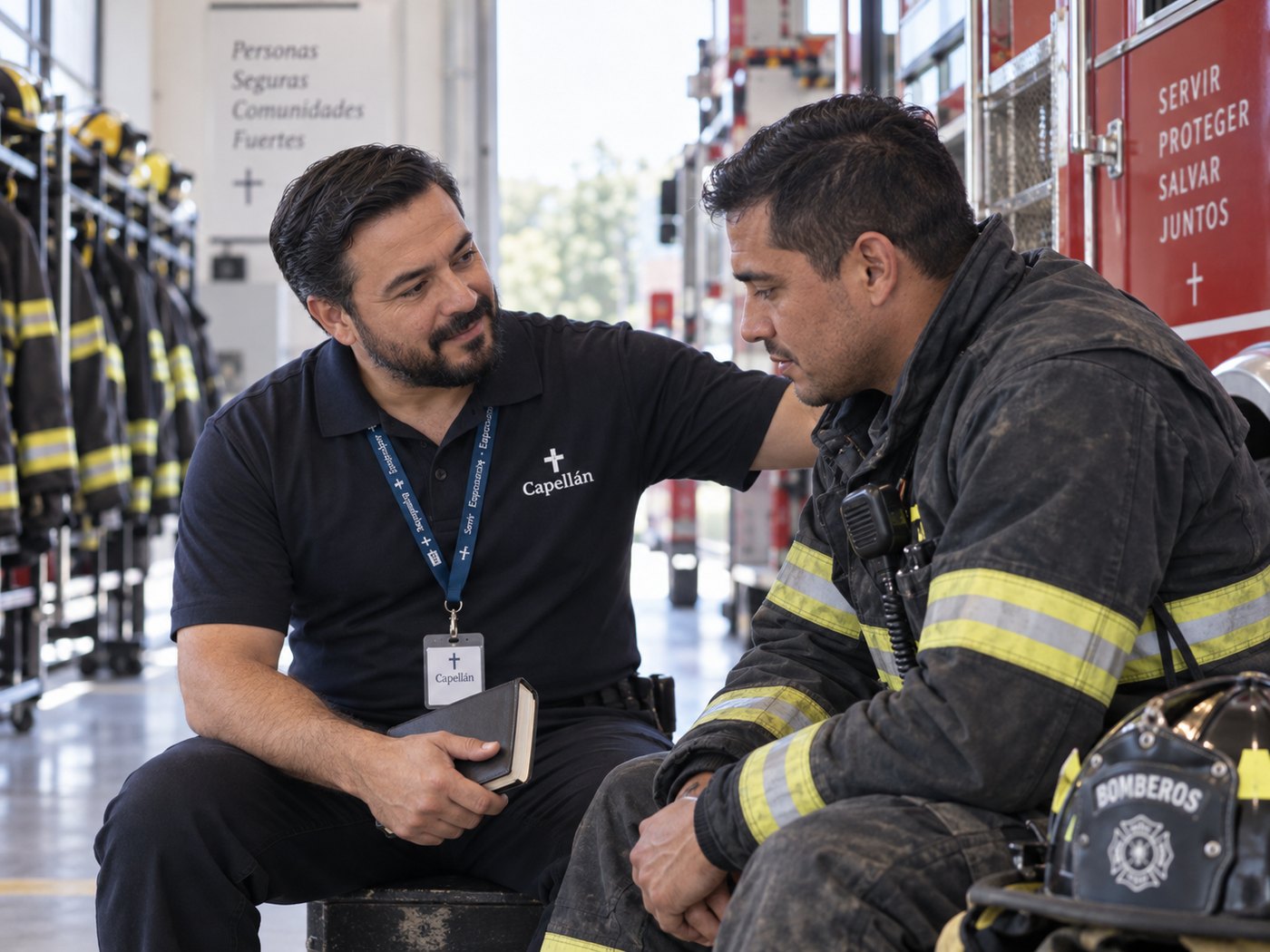 Capellán acompañando a un bombero
